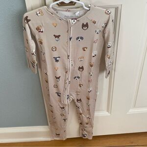 NWT Brave Little Ones Bamboo Puppy Dog Print Foldover Feet Pajama Size 18-24M